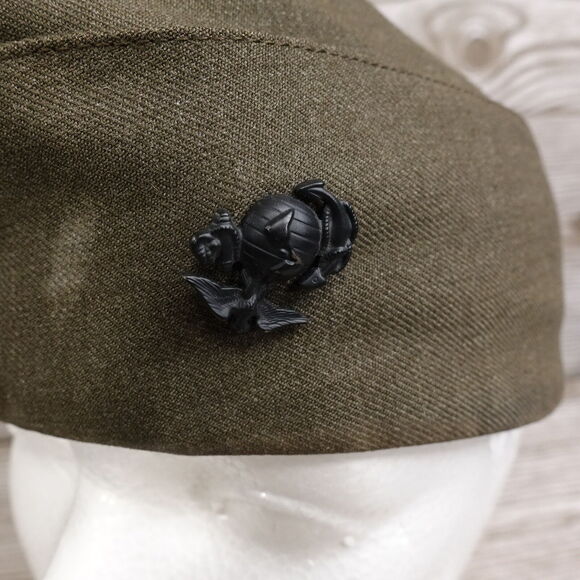CAP GARRISON MAN'S WOOL SERGE GREEN BERET HAT SZ 6 7/8 - Picture 2 of 11